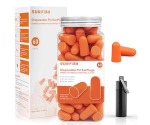 SURFOU Bouchon D'oreille pour Dormir 60 paires, Réduction de Bruit 38dB SNR, Réutilisables et Confortables, Idéal pour les Dormeurs Latéraux, Voyages, Maison, Études, Orange