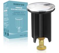 SURFOU Bouchon Lavabo Universel 40mm, Bouchon Évier en Laiton Chromé, Couvercle Lavabo, Bouchon Réglable en Hauteur, Bonde de Baignoire Antirouille et Étanche, Contre Les Mauvaises Odeurs, Noir