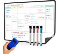 SURFOU Calendrier Magnetique Frigo, A3 Planificateur Mensuel, Tableau Blanc Effacable To-Do List, Organisation Familiale, Listes de Courses, avec 4 Stylos Marqueurs et Effaceur