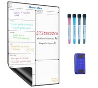 Calendrier Magnetique Frigo A3, Tableau Blanc Effaçable Hebdomadaire, Planning Semaine, To-Do List, Organisation Familiale, Listes de Courses, avec 4 Stylos Marqueurs et Effaceur SURFOU