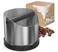 SURFOU Coffee Knock Box, 1600ml Stainless Steel Espresso Grounds Bin with Removable Knock Bar, Professional Coffee Waste Container for Easy Wet Puck Disposal (Silver)