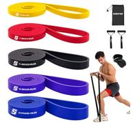 SURFOU Elastique Musculation 4 Niveaux, Bande avec Sac de Transport, Guide d’Exercice, avec Ancre de Porte et 2 Poignées - Parfaite pour Fitness, Yoga, Pilates