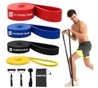 SURFOU Elastique Musculation 4 Niveaux, Bande avec Sac de Transport, Guide d’Exercice, avec Ancre de Porte et 2 Poignées - Parfaite pour Fitness, Yoga, Pilates, Mobilité et Étirements