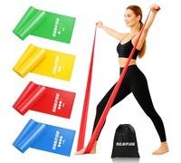 SURFOU Élastique Musculation avec 4 Niveaux de Tension, Bande de Résistance Skin-Friendly, Sac de Transport Inclus, Idéal pour Gym ou Domicile, Sport, Pilates et Yoga