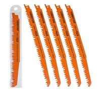 SURFOU Lame Scie Sabre 5 Pièces, Bois Vert L'âme 240mm Longue 5TPI, Lames, pour Multimatériaux Dur Acier Compatibles avec Scies Sabres Et Scies Alternatives