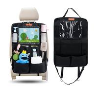 Organisateur Voiture Enfant, Protection Siège Arrière Tissu Oxford Imperméable Anti-Saleté, Rangement Multi-Poches avec Grande Poche pour Jouet et Livres, Accessoire Auto Intérieur, Noir SURFOU