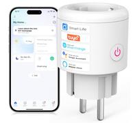 SURFOU Prise Connectée Minuteur WiFi 16A, Prise Intelligente avec Compteur | Compatible Alexa, Google Home, SmartThings, Commande Vocale, Contrôle App Smart Life, Minuteur Programmable, 2,4 GHz WiFi