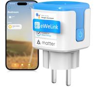 SURFOU Prise Connectée WiFi Matter 16A avec Mesure de Consommation, Commande via eWeLink, Minuterie et Contrôle à Distance, Compatible Apple Home, Alexa et Google Home, 2,4 GHz, sans Hub