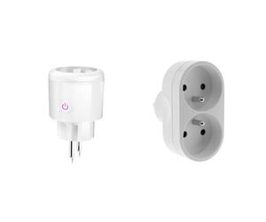SURFOU Prise Connectée WiFi Programmable, Suivi de Consommation, Compatible avec Alexa, Google Home & Multiprise 2 Prises pour façade - Biplite - 2x16A - Blanc - Zenitech