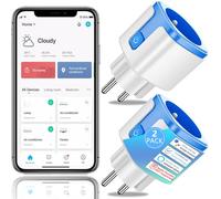 SURFOU Prise Connectée WiFi Type E 16A, Minuterie Électrique (Lot de 2) | Compatible Alexa et Google Home, Contrôle Vocal et à Distance, Compteur d'Énergie kWh, App Tuya/Smart Life, 2.4GHz