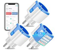 SURFOU Prise Connectée WiFi Type E 16A, Minuterie Électrique (Lot de 3) | Compatible Alexa et Google Home, Contrôle Vocal et à Distance, Compteur d'Énergie kWh, App Tuya/Smart Life, 2.4GHz