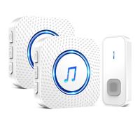 SURFOU Sonnette sans Fil, 400M Sonnette Longue Portée Exterieur Étanche Electronique, Kit de Carillon avec Récepteurs Enfichables pour la Maison, LED Bleu (2 blanc récepteur + 1 blanc émetteur)