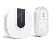 SURFOU Sonnette Sans Fil Extérieur Étanche 300 Mètres Sonnette de Porte Carillon Electronique Kit pour la Maison avec Récepteurs Enfichables 55 Sonneries, 5 Volumes (blanc, 2 récepteur + 1 émetteur)