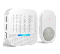 SURFOU Sonnette Sans Fil Exterieur Etanche Carillon Sonnette 300m Distance Émetteur Extérieur et Récepteur Intérieur 55 Sonneries Incluant Noël 5 Volumes au LED Bleu, Blanc