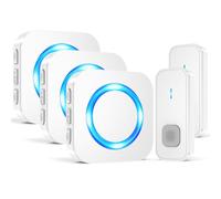 SURFOU Sonnette sans Fil Exterieur Étanche, Longue Portée 400M de Carillon Electronique avec 3 Récepteurs Enfichables, 55 Mélodies au 5 Volumes pour Maison, 2 Emetteurs, Indicateur LED, Blanc