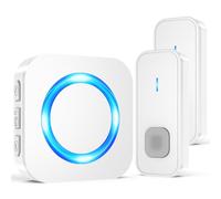 SURFOU Sonnette sans Fil, Carillon et Sonnettes Exterieur Etanche à 400M de Portée, Kit de avec LED et 55 Mélodies au 5 Niveau Volume pour Maison, Deux Bouton Emetteurs, Blanc