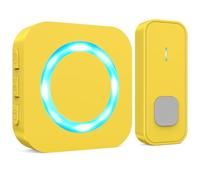 SURFOU Sonnette sans Fil Exterieur Étanche, Longue Portée 400M de Carillon Electronique Kit, 55 Mélodies au 5 Niveaux Volumes pour Maison, Indicateur LED Bleu (Jaune, 1 récepteur + 1 émetteur)