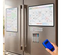 SURFOU Tableau Blanc Magnetique pour Frigo, Planning Hebdomadaire & Mensuel Effaçable A3, Organisateur Familial avec Liste de Courses et Menu de la Semaine, Marqueurs, Effaceur et Petits Aimants