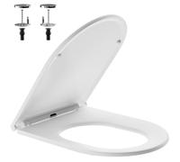 SURFOU Toilet Seat Soft Close, 0 Shape, Supports up to 200 kg, Quick Release & Adjustable Hinges for Easy Cleaning, Universal Fit, Easy Installation, Duroplast Material, White