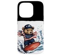 Surf's Up avec Teddy Bear et All-American Surfboard Coque pour iPhone 14 Pro