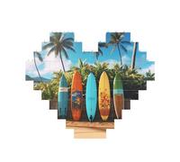 Surf's up - Puzzle de briques de construction de planche de surf en forme de cœur, puzzle photo personnalisé pour adultes - Micro blocs de construction 3D pour décoration d'intérieur