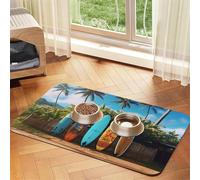 Surf's Up Tapis d'alimentation absorbant en cuir PU pour chien et chat - Protège les sols - Dos en caoutchouc antidérapant - Facile à nettoyer - 30 x 45 cm