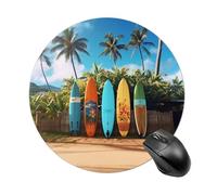Surf's Up Tapis de souris rond pour jeu de surface lisse Tapis de souris extra dense portable confortable pour bureau, maison, bureau, 20 x 20 cm