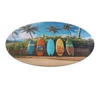 Surf's Up Tapis rond doux et absorbant Motif planche de surf antidérapant pour chambre à coucher, salon, décoration d'intérieur - 80 x 80 cm