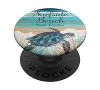 Surfside Beach Décoration de Plage Tortue de mer Caroline du Sud PopSockets PopGrip Adhésif
