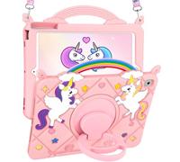 SurgeCraft Coque pour iPad 5e/6e génération 9,7" - Coque mignonne Kawaii pour iPad Air 1ère/2ème génération, coque en silicone souple PK Unicorn Cartoon Funda Para iPad Pro 9,7" avec sangle et support