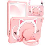 SurgeCraft Coque pour iPad 6e génération/iPad Air 2/Pro 9,7 pouces Motif chat mignon filles Housse Kawaii Girly Femmes avec sangle et poignée de support, coque en silicone souple pour Apple iPad 6ème