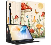 SurgeCraft Étui portefeuille pour Samsung Galaxy Tab S9 FE 5G/Tab S9 - Pour femmes et filles - Motif champignon et lune - Joli design de veille/réveil automatique avec porte-crayon pour Samsung Tab S9