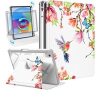 SurgeCraft Étui pour iPad 10e génération 10,9 po 2022, support rotatif à 360 degrés avec porte-crayon pour femmes et filles, housse folio motif fleur, oiseau, fille, unique pour Apple iPad 10e