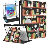 SurgeCraft Étui pour iPad 9e/8e/7e génération 10,2 pouces, support rotatif à 360 degrés avec porte-crayon pour femmes et filles, étui portefeuille mignon pour Apple iPad 7/8/9e génération