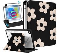 SurgeCraft Étui pour iPad Mini 4/5, support rotatif à 360 degrés avec porte-crayon pour femmes et filles, jolie housse folio noire esthétique pour iPad Mini 4e/5e génération, 7,9 pouces