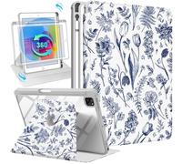 SurgeCraft Étui pour iPad Pro 12.9 2022/2021/2020/2018, support rotatif à 360 degrés avec porte-crayon pour femmes et filles, étui folio pour iPad Pro 12,9" 6e/5e/4e/3e génération