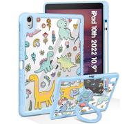 SurgeCraft Étui rigide de protection pour iPad 10e génération/A16 11e génération - Femmes et filles - Motif dessin animé kawaii mignon avec porte-crayon et support - Coque transparente en forme