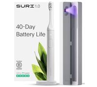 SURI 1.0 Sonic Brosse à dents électrique avec étui de voyage pour nettoyage UV | 1 mois + batterie | Conçue en Californie | Brosse à dents électrique pour adultes | Brosses à dents de voyage | Brosse