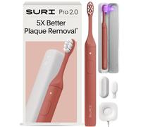 SURI Brosse à dents électrique Pro Sonic | Batterie de plus de 4 semaines | Étui de voyage de nettoyage UV | Capteur de pression | Corps en aluminium | Minuterie de 2 minutes | Têtes à base de plantes
