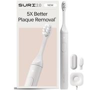 SURI Brosse à dents électrique Sonic 2.0 avec capteur de pression | 1 mois + batterie | N° 1 au Royaume-Uni | Brosse à dents électrique pour adultes | Brosses à dents soniques | Blanc