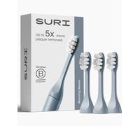 SURI Lot de 3 têtes de brosse à dents électriques recyclables Gratte-langue intégré, têtes de rechange durables