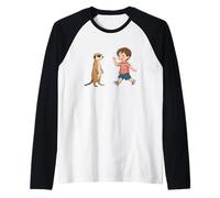 Suricate Dansant et Tout-Petit - Art Mignon de l'amitié Manche Raglan