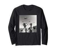 Suricate drôle Pose pour Un Selfie tandis Que Les OVNIS volent bizarrement Manche Longue