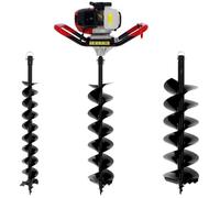 SURICUT - Tarière thermique SEMI-PROFESSIONNELLE 62 cm3 + lot de 3 mèches (100, 150 et 200 mm)
