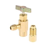 SURIEEN R1234yf - Décapsuleur de robinet auto-scellant - Outil de valve à filetage F-1/4 SAE 1/2 Acme LH - Avec adaptateur de connecteur F-1/4 SAE vers M-1/2 Acme pour tuyau de charge R134a R12 R22