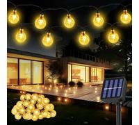 Suright Guirlande Lumineuse Exterieure Solaire-14M-60 LED-8 Modes-IP65 Etanche-Guirlande Guinguette Exterieur - Pour Jardin, Balcon, Terrasse, Noël, Mariages, Fêtes, Arbres - Blanc Chaud