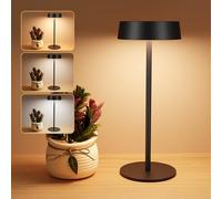 Suright Lampe de Table Solaire Sans Fil, Lampe de Chevet Rechargeable Solaire et USB-C, 3 Modes de Couleur et Luminosité Réglable, IP65 Etanche pour Salle à Manger, Chambre, Salon, Camping