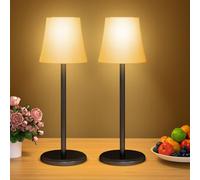 Suright Lot de 2 Lampe de Table Sans Fil Avec 3 Température de Couleur+RGB, Rechargeable Lampe de Chevet Luminosité Réglable, Contrôle Tactile IP54 Etanche pour Restaurant, Chambre, Camping, Café