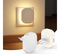 Suright Veilleuse Prise Electrique avec Détecteur de Mouvement et Capteur Crépusculaire, Luminosité Réglable, AUTO/ON/OFF, 2700K Veilleuse Enfant/Adulte pour Chambres, Cuisines, Salons, Lot de 2