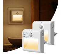 Suright [Lot de 2] Veilleuses de Prise avec Détecteur de Mouvement, Lumière Blanc Chaud Bébé Lampe, 3 Modes (ON/Auto/OFF), Gradation, pour Enfants Chambre, Couloir, Escalier, Cuisine, Salle de Bain